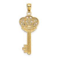 14K and White Rhodium Polished Fleur De Lis Crown Key Charm view 3